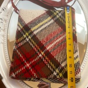 Vintage Burberry check wool red crossbody bag purse messenger bag
